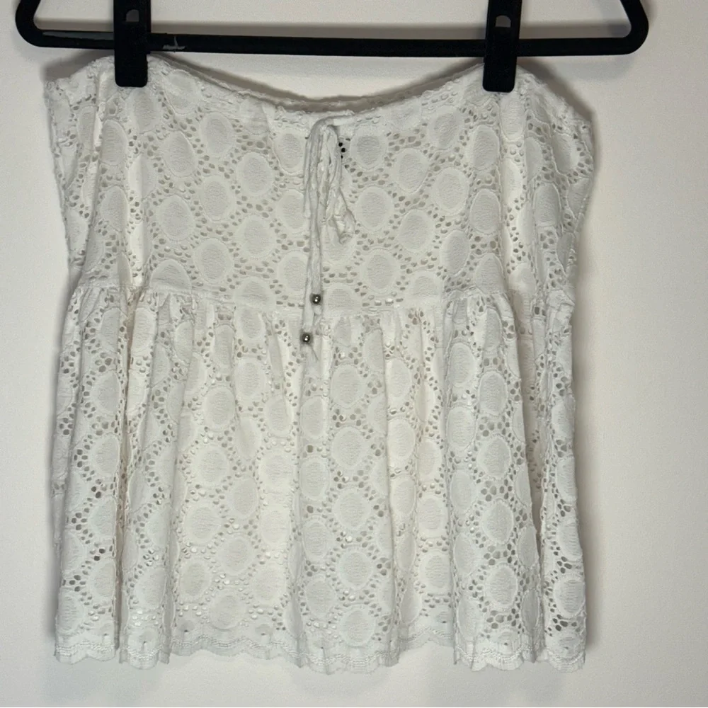 J. Valdi White Lace Drawstring Beach Skirt Size L - Picture 1 of 6
